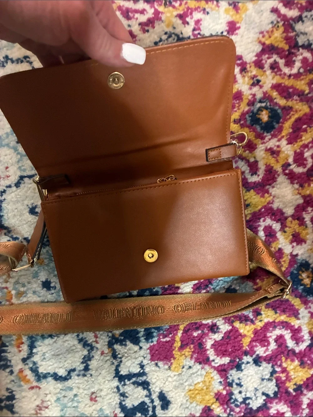 Valentino-Quilted Monogram Crossbody Bag - Brown NWT